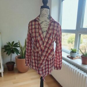 Plaid And Lace Women's Tunic Top